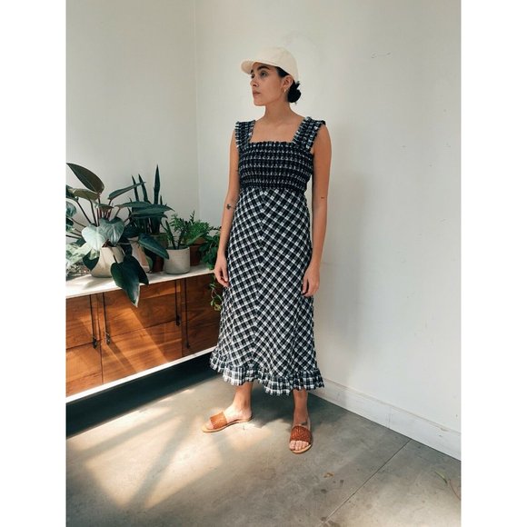 NEW GANNI Seersucker Black & White Check Gingham - Picture 3 of 8